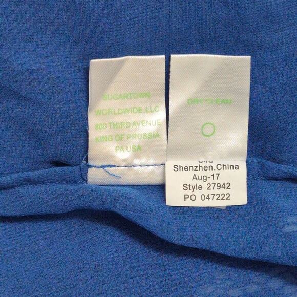 Lilly Pulitzer Tobyn Top Cobalt Blue Lace OTS Blouse Tiered Sleeves Size S - Picture 9 of 10